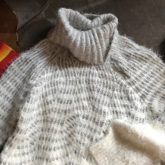 Anthro Eyelash Chevron Turtle Neck Dress Long Slee - Picture 4 of 6